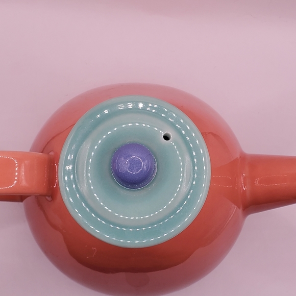 Lindt-Stymeist Colorways creamer small teapot w lid salmon purple teal - Picture 2 of 5